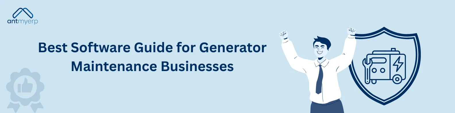 Illustration promoting "Best Software Guide for Generator Maintenance Businesses".
