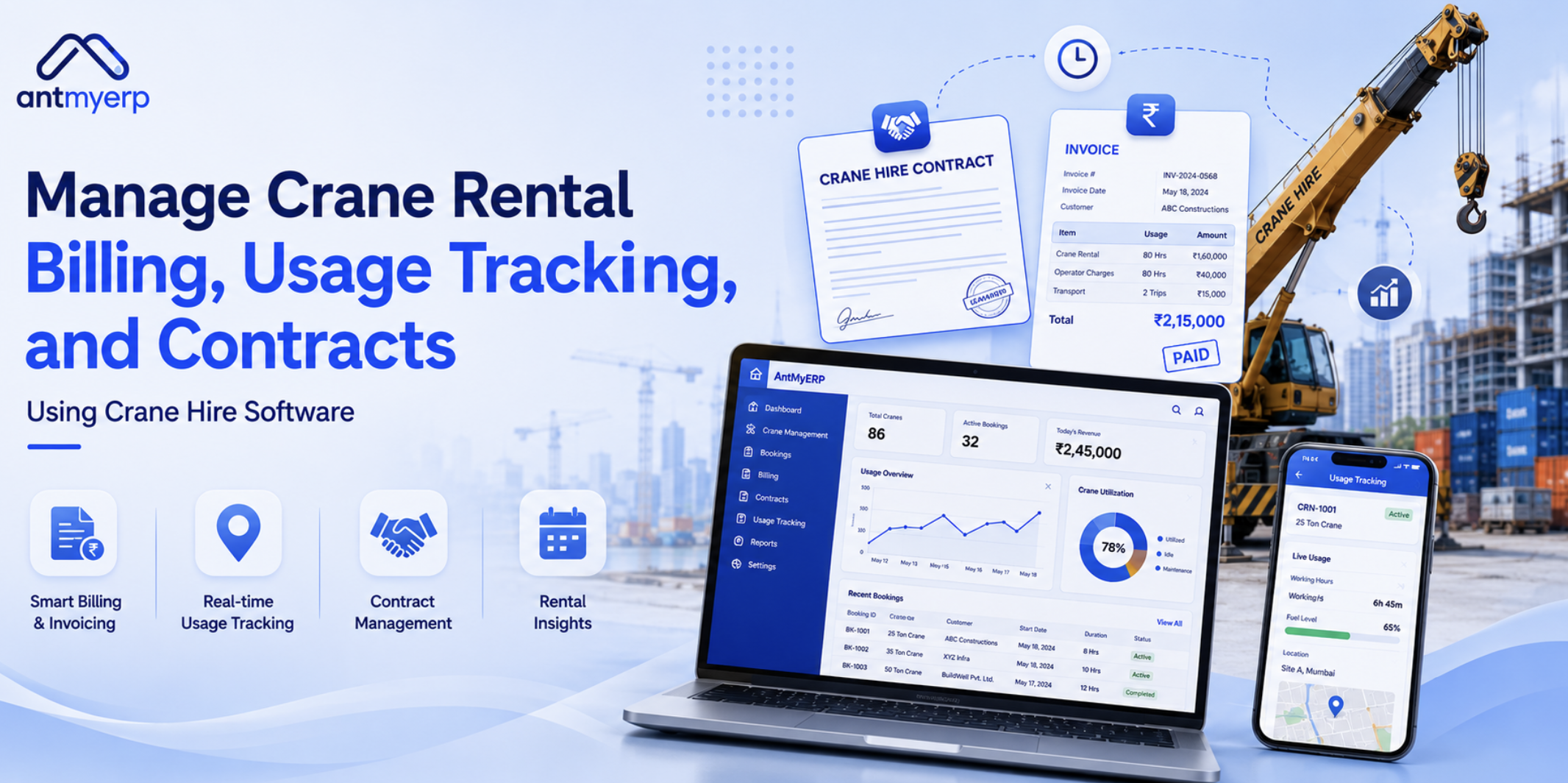 Manage Crane Rental Billing, Usage Tracking, and Contracts Using Crane Hire Software