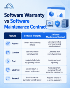 Difference between Software Warranty & Software Maintenance Contract